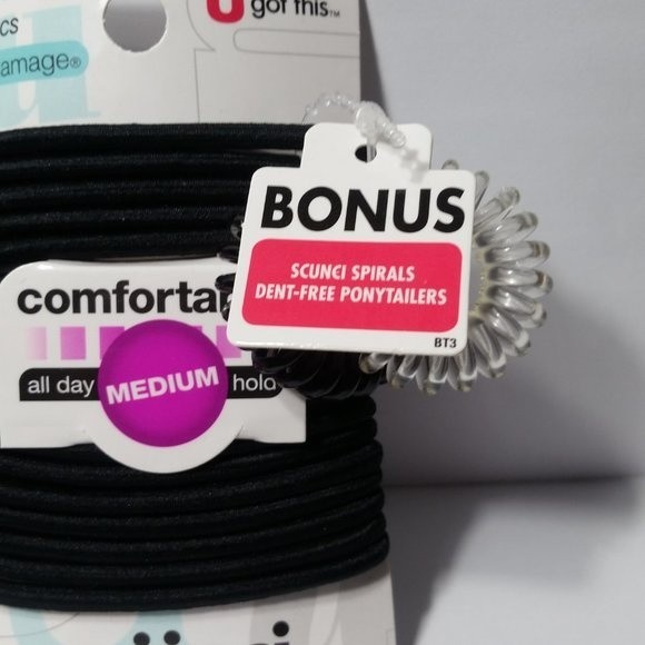 2 Scunci Comfortable Medium Hold Black Hair Ties - Picture 4 of 8
